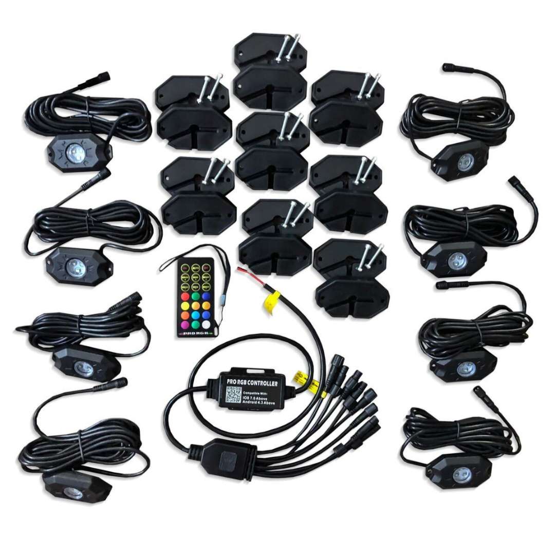 8 Piece T3 Bluetooth RGBW Rocklight Kit
