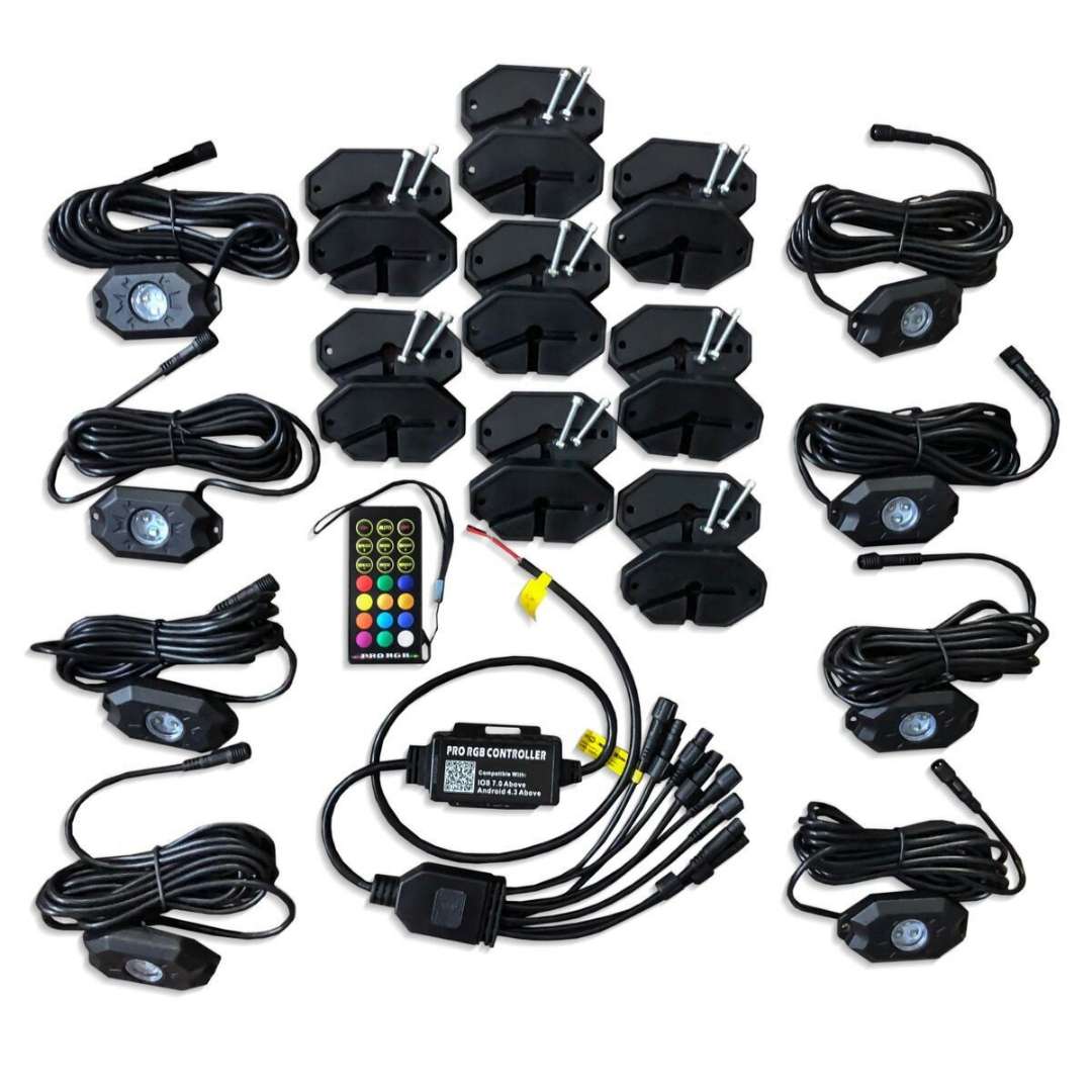 8 Piece T2 Bluetooth RGB Rocklight Kit - 22OFFROAD