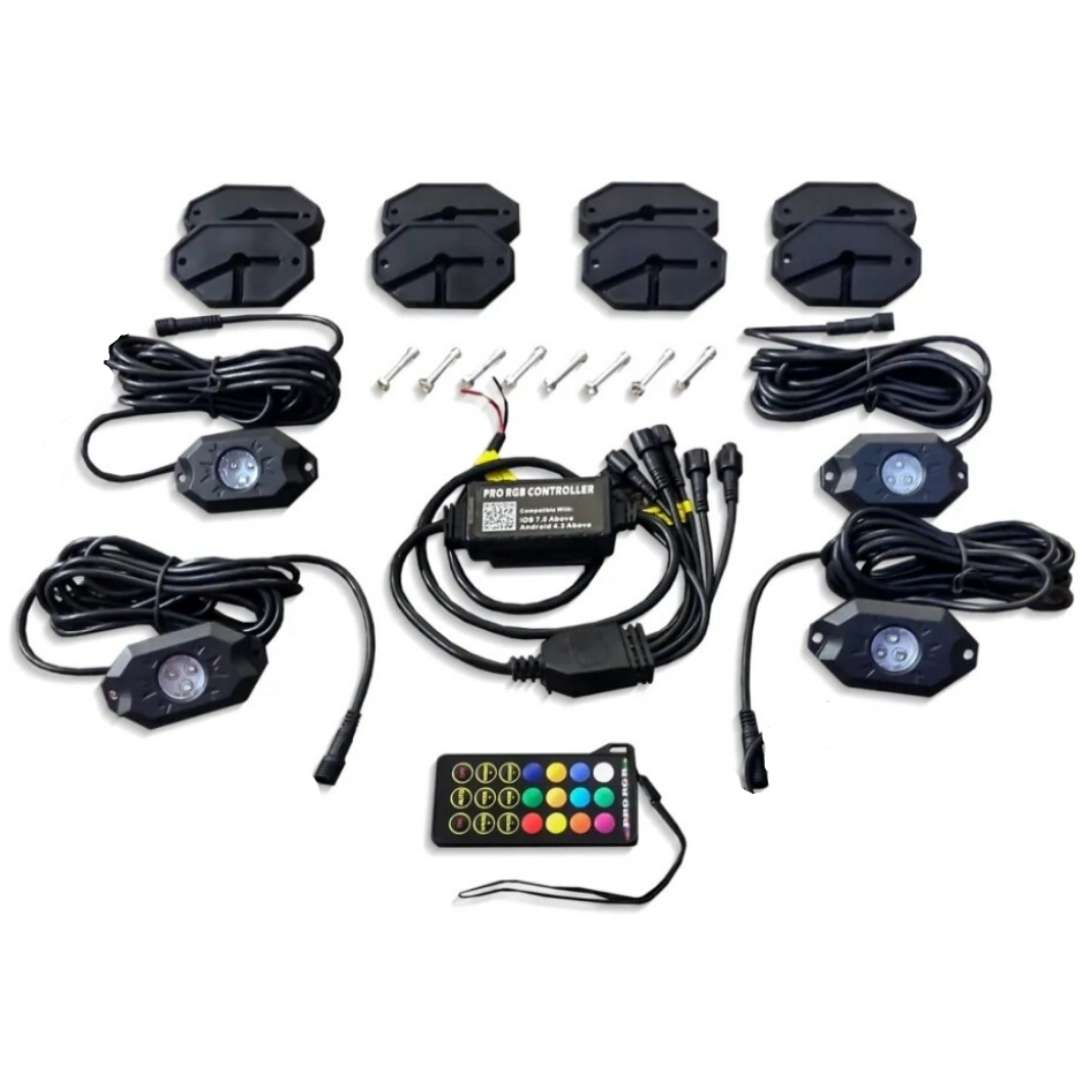 4 Piece T2 Bluetooth RGB Rocklight Kit - 22OFFROAD